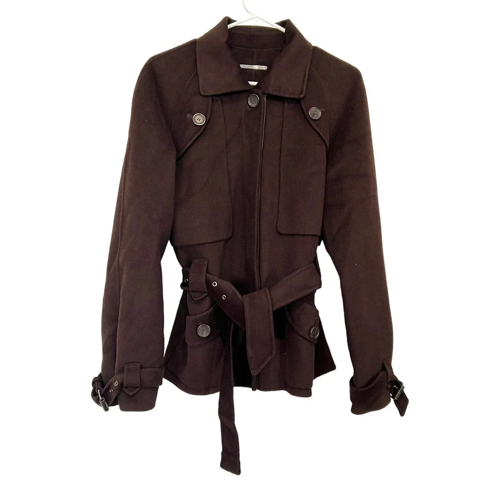 BARBARA BUI 90'S BROWN WOOL ANGORA  JACKET SKIRT SUIT 42 46 L Corporate Grunge